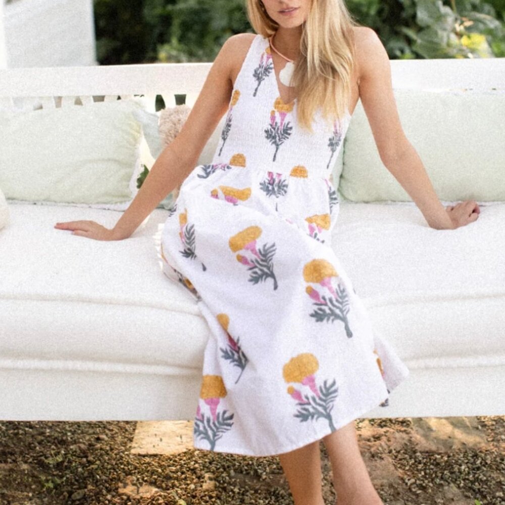 Marea Cora Floral Print Midi Dress in Marigold - Picture 4 of 16
